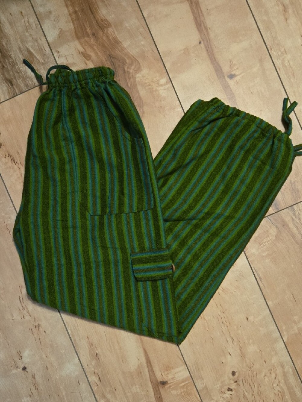 Green Striped Womena Harlem Pants - Lightweight Casual